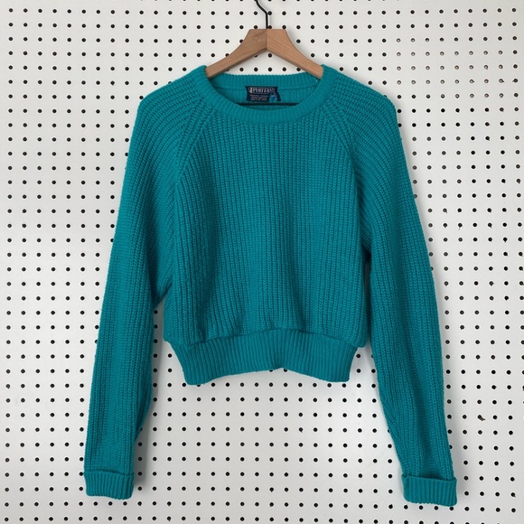 Vintage Puritan Wool Blend Crop Teal Sweater - Picture 10 of 11